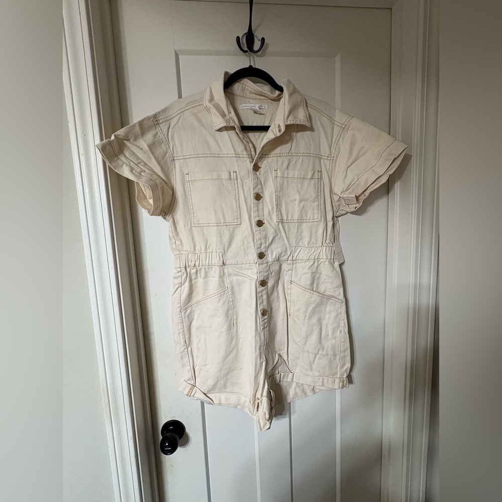 Altar’d State NWT Cream Denim Romper